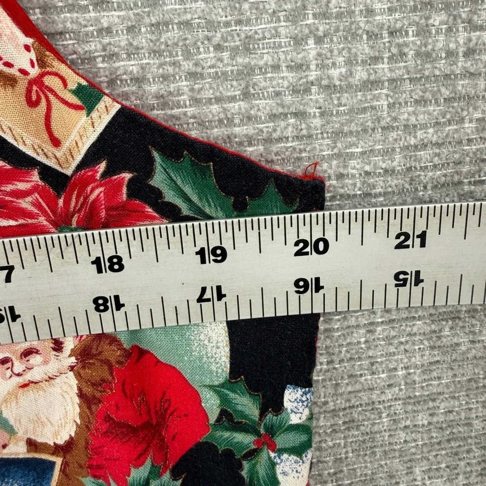 Vtg Men's Novelty Handmade Christmas Vest‎ Santa Claus Poinsettia V-Neck Sz M